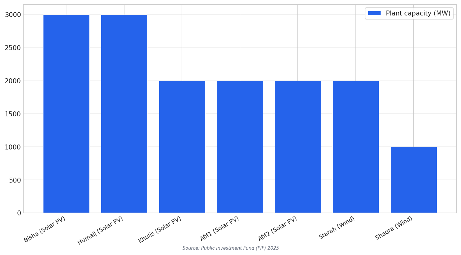 Project capacities (MW)