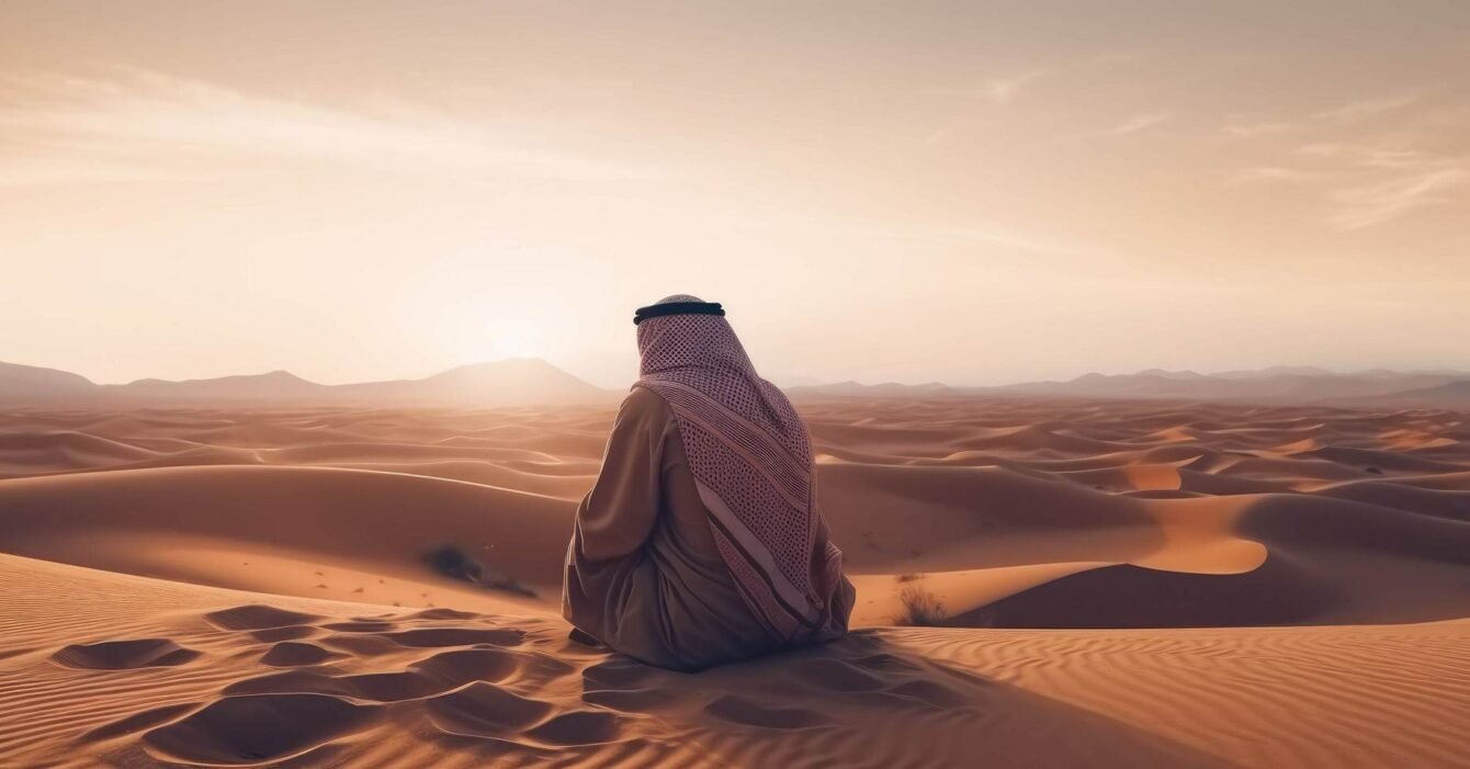 desert-sands-majestic-photo-stock-arab-man-serenely-seated-desert